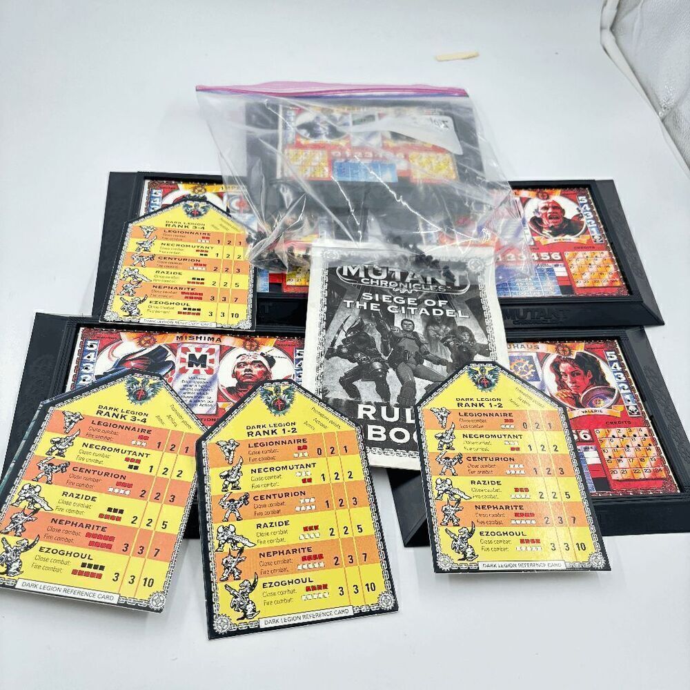 Mutant Chronicles Siege of the Citadel Hero Boards Pegs Rulebook Quick Reference